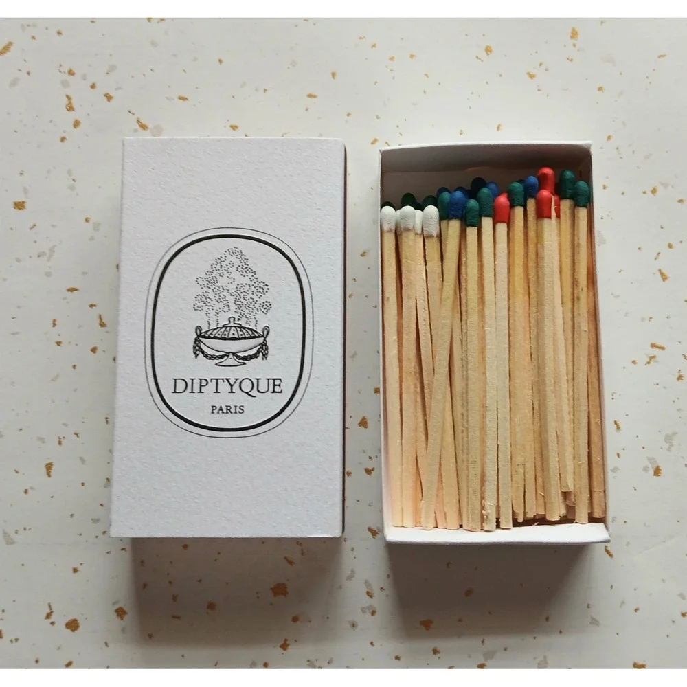 NEW Diptyque Paris 4 Inch Matches for Large Candle Assorted Colors - 50 count